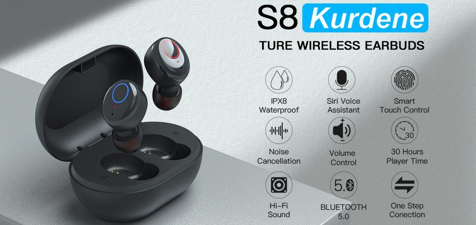 S8 Kurdene - True wireless earbuds with great features perfect for jogging
