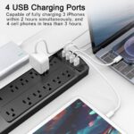 ALESTOR Surge Protector Power Strip - 12 Outlets and 4 USB Ports