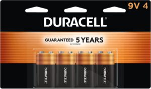 Duracell Coppertop 9V Battery, 4 Count Pack, 9-Volt Battery with Long-lasting Power