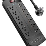 Tcstei Surge Protector power strip 12 outlets + 4 USB ports