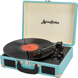 ByronStatics Vinyl Record Player with Portable Vintage Suitcase