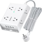 Addtam Surge Protector Power Strip Extension Cord with 8 AC Outlets and 4 USB Ports(1 USB C)
