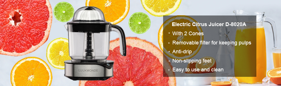 Pohl Schmitt Deco-Line Electric Citrus Juicer Machine Extractor - Large  Capacity 34oz (1L) Easy-Clean, Featuring Pulp Control Technology 