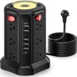 Surge Protector Power Strip Tower with 5 USB Ports and Night Light