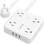 TROND Power Strip Surge Protector USB - 4 Outlets + 3 USB