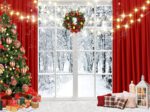 CYLYH 8x6ft Christmas Window Backdrop for Photography