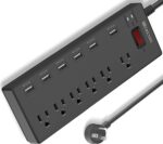 HITRENDS Surge Protector Power Strip 6AC outlets + 6 USB