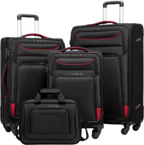 Coolife Luggage 4 Piece Set Suitcase TSA Lock Spinner Softshell lightweight