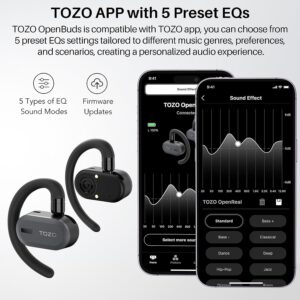 Tozo OpenBuds Wireles earbuds with supported Tozo app